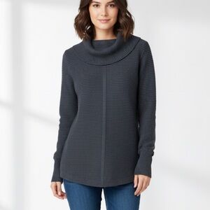 Evolution by Cyrus Steel grey fawny cowl neck ribbed Pullover Size Medium